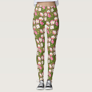 Legging rosa de cão romântico desenhado à mão