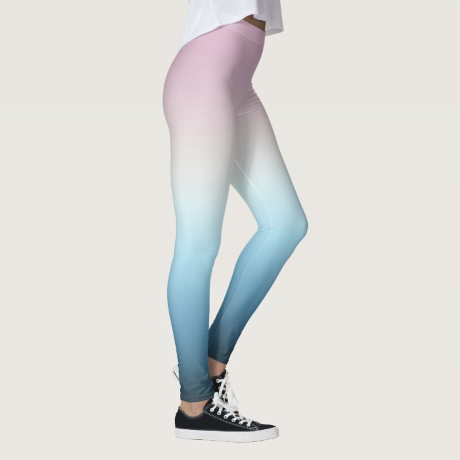 Legging Rosa de Gradação de Pastel Cor-de-Rosa e Azul (Direita)