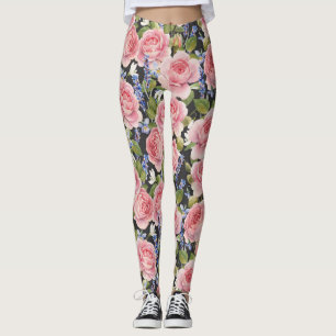 Legging Rosa de Inglês Rosa: Dark Watercolor