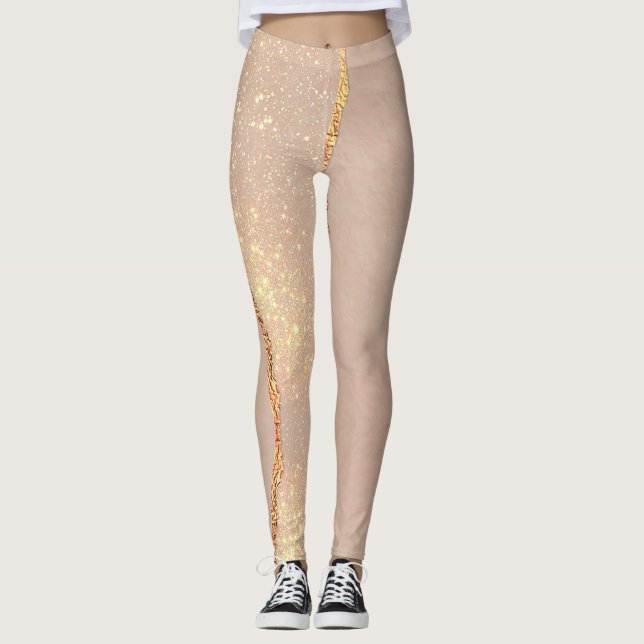 Legging Rosa de Lúxury Glitter Dourado (Frente)