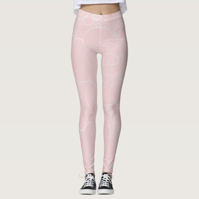 Legging Rosa de prata elegante Design cor-de-rosa de desen (Frente)