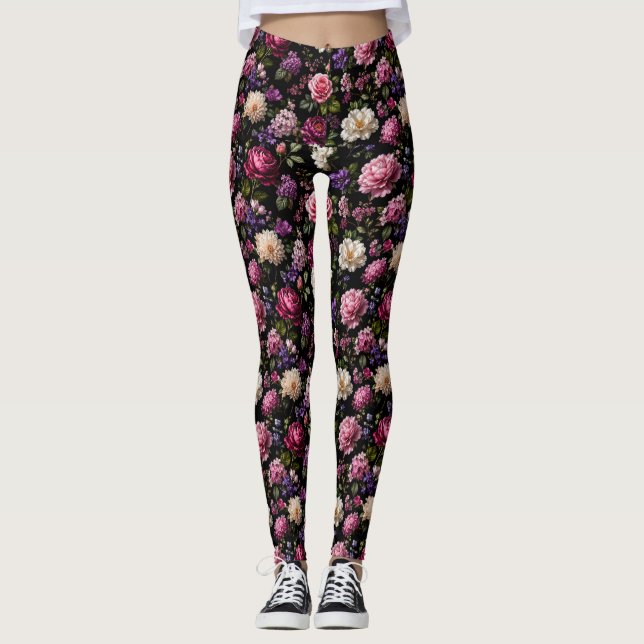 Legging Rosa de Veludo Preto (Frente)