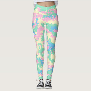 Legging Rosa divertido, verde-menta, turquesa, camuflagem 