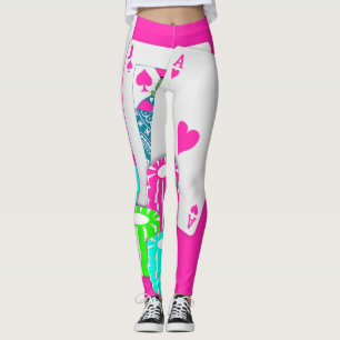 Legging Rosa do póquer do vinte-e-um do jogo de cartas do