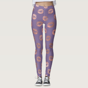 Legging Rosa Dourada Glamourosa com Brilho e Lábios Lavand