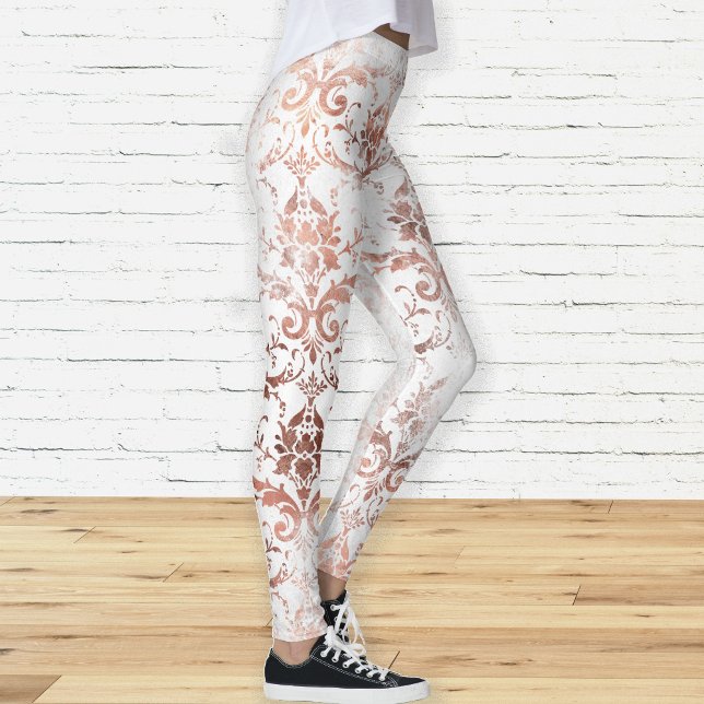 Legging Rosa Dourado Chic Desgastado e Damasko Branco Desg (Criador carregado)