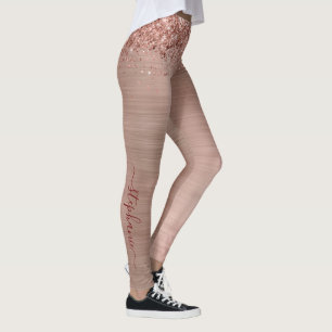 Legging Rosa Dourado Faux-Glitter Girly Glam Monograma