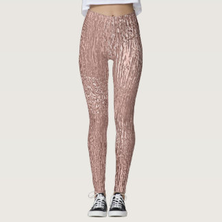 Legging Rosa Dourado Faux Metálico em Fluxo
