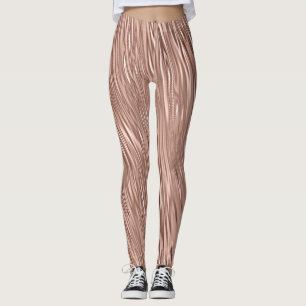 Legging Rosa Dourado Faux Metallic Streak Padrão