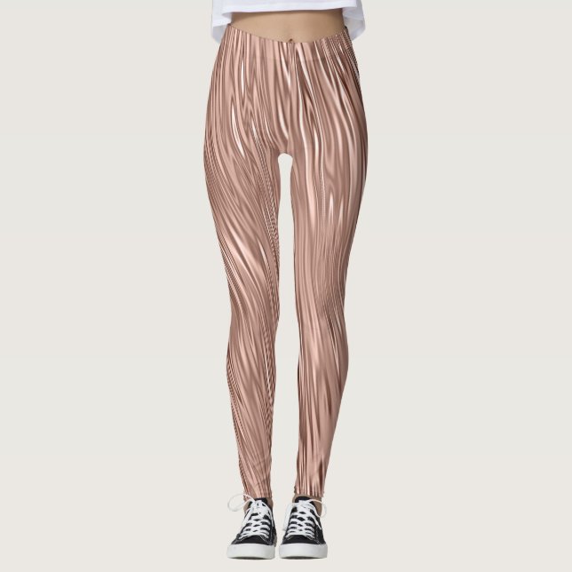 Legging Rosa Dourado Faux Metallic Streak Padrão (Frente)
