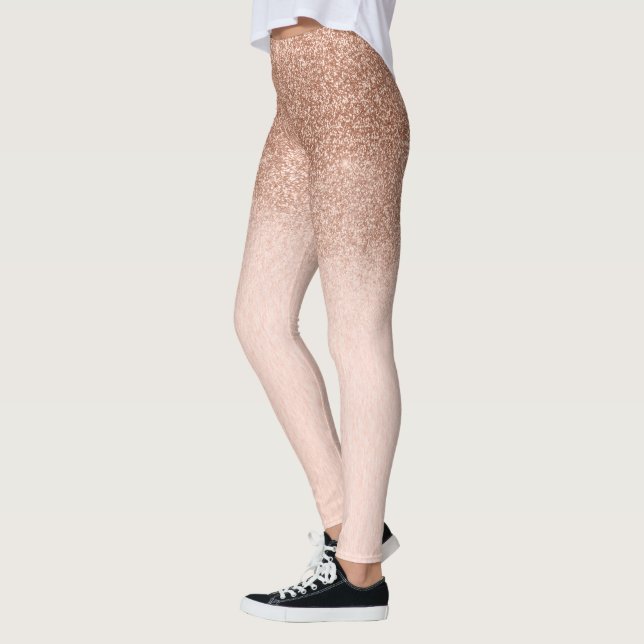 Legging Rosa Dourado Glam Glitter Brilho Ombre Moderno (Esquerda)