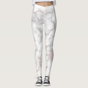 Legging Rosa Dourado Mármore Rosa Moderno Chic Tendência