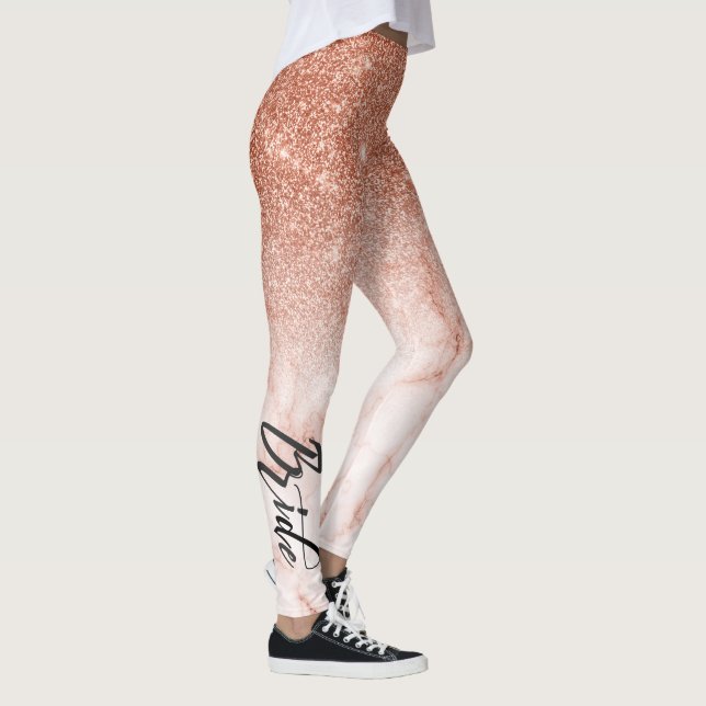 Legging Rosa Dourado Ombre Glitter Wedding Marble (Direita)