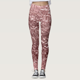 Legging Rosa Dourado Rosa Líquido Cromo Metal Metálico Olh