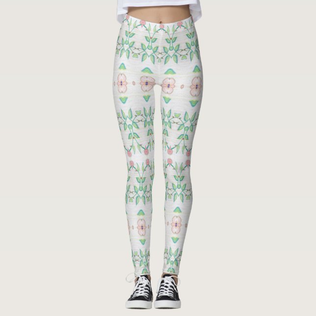 Legging Rosa e Verde de Pêssego (Frente)