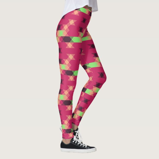 Legging rosa e verde geométrico (Direita)