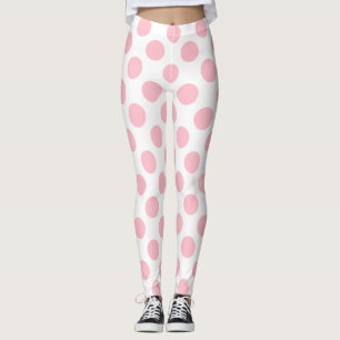 Legging Rosa em Bolinhas brancas de grande tamanho