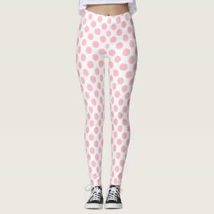 Legging Rosa em Bolinhas brancas de tamanho médio