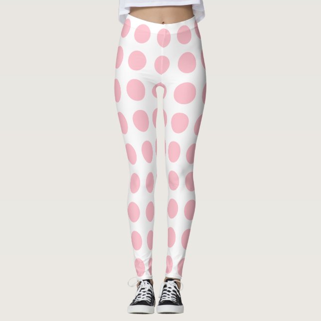 Legging Rosa em Bolinhas Horizontais de Grande Tamanho Bra (Frente)