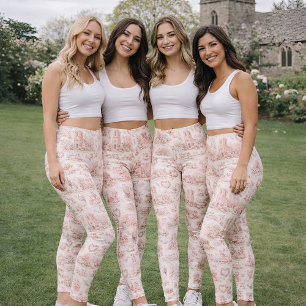 Legging Rosa Enrubescido Casamento Village Inglês Aquarela