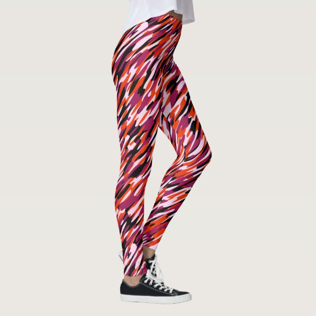 Legging Rosa fúcsia, laranja, preto e camuflado branco (Direita)