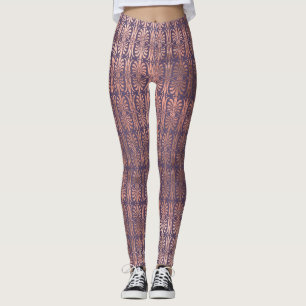 Legging Rosa Glamouroso Dourado Folha e Art Deco Lavanda