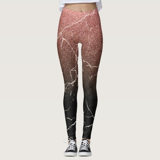 Legging Rosa Glitter Black Marble (Frente)
