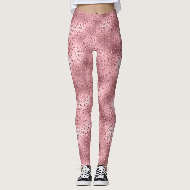Legging Rosa Glitzy Cheetah Impressão (Frente)