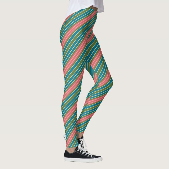 Legging Rosa Intenso Rosa Pálido Azul Verde Listras com Ef (Direita)