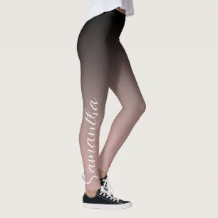 Legging Rosa moderno, Dourado e preto, monograma
