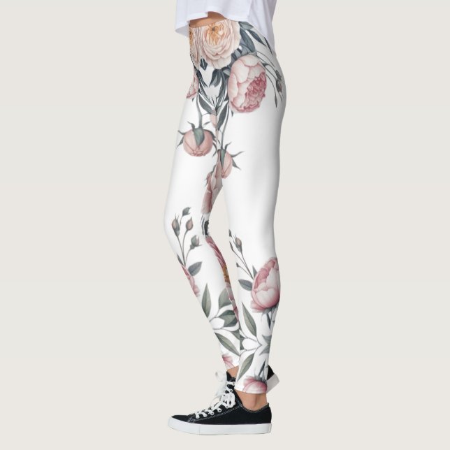 Legging Rosa Naval Azul Pastel Suave Floral (Esquerda)