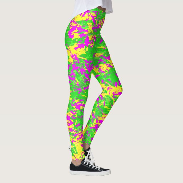Legging Rosa Neon e Lima Amarela Partido (Direita)