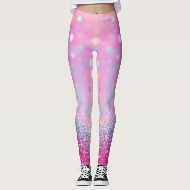 Legging Rosa pálido com efeito brilhante (Frente)