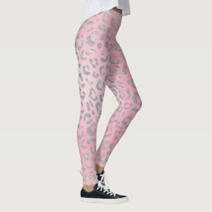 Legging Rosa Pastel Estampa de Leopardo Prata