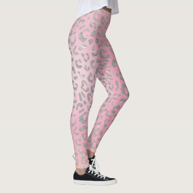 Legging Rosa Pastel Estampa de Leopardo Prata (Direita)