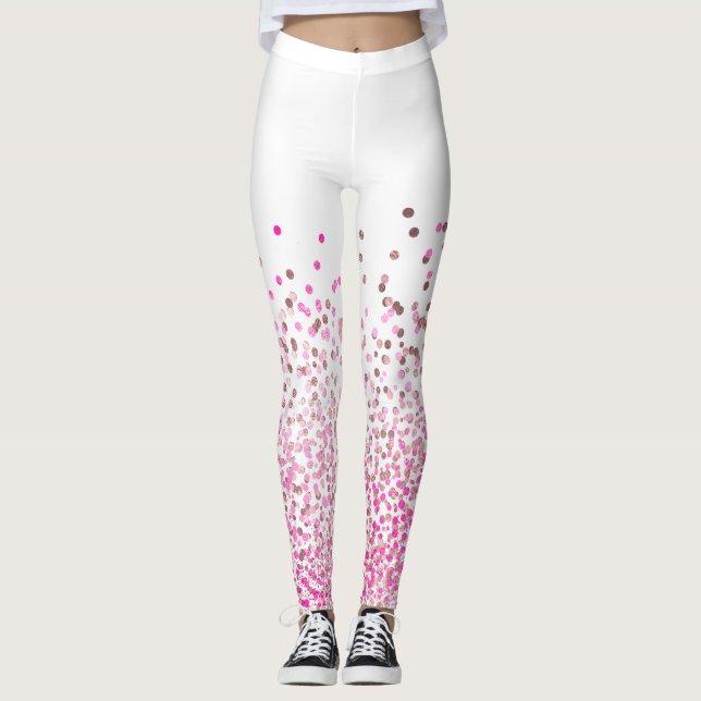 Legging Rosa PixDezines Dourado/Rosa/Confetti (Frente)