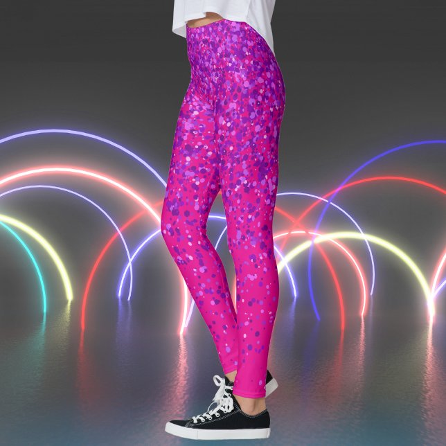 Legging Rosa quente com Impressão de roxas roxas (Hot Pink with Purple Freckles Print Leggings)