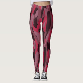 Legging Rosa quente e camuflado Burgundy