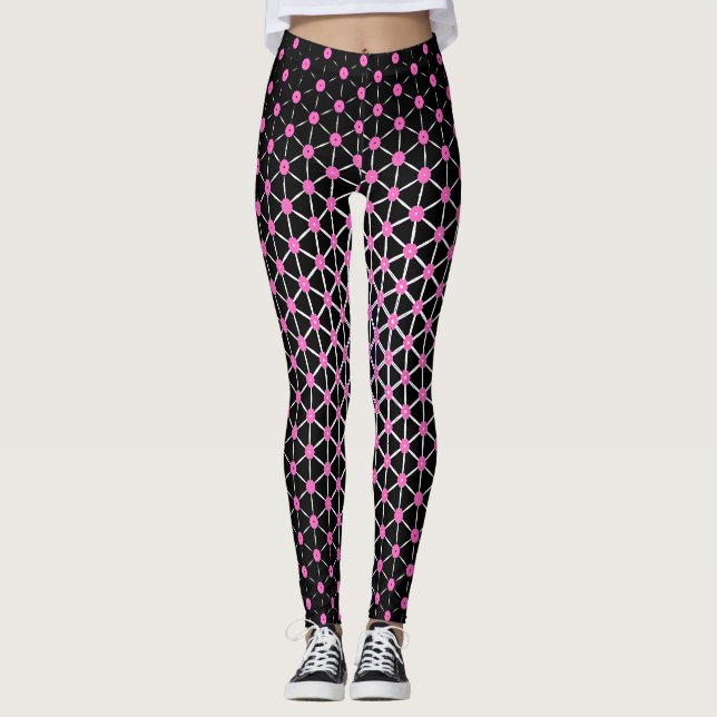 Legging Rosa quente e preto (Frente)
