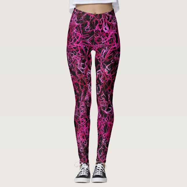 Legging Rosa quente e preto (Frente)