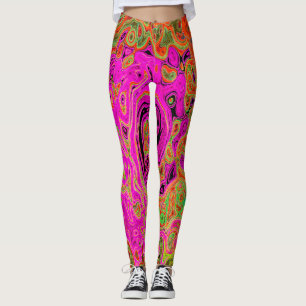 Legging Rosa Quente Groovy Abstrato Retro Líquido Redemoin