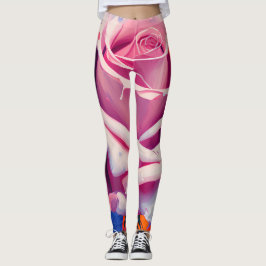 Legging Rosa Rosa Bold Arte Boêmia Estilo 