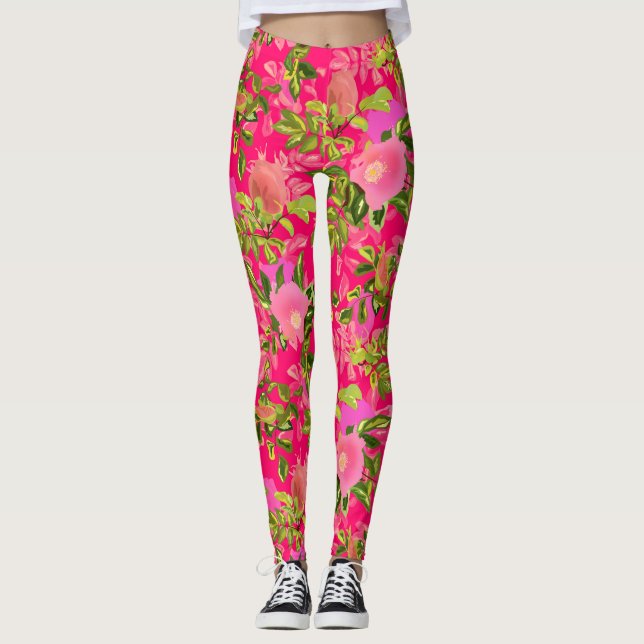 Legging Rosa rosa rosa, quadril rosa (Frente)