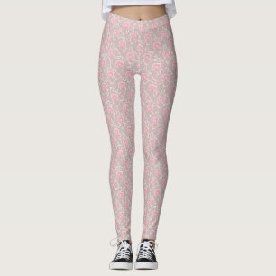 Legging Rosa Rosa Rosa Rosa Elegante e Folha Por Todas as 