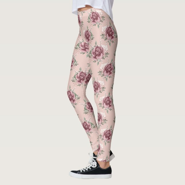 Legging Rosa-rosa-rosa-rosa-rosa-rosa-verde-floral-boêmico (Esquerda)