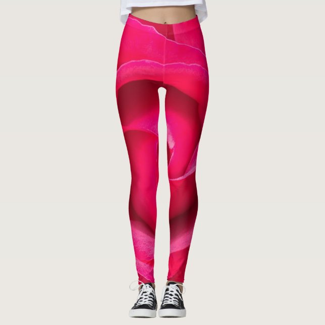 Legging Rosa Rosa Vermelha Romântica (Frente)
