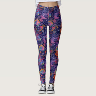Legging Rosa roxo de Paisley