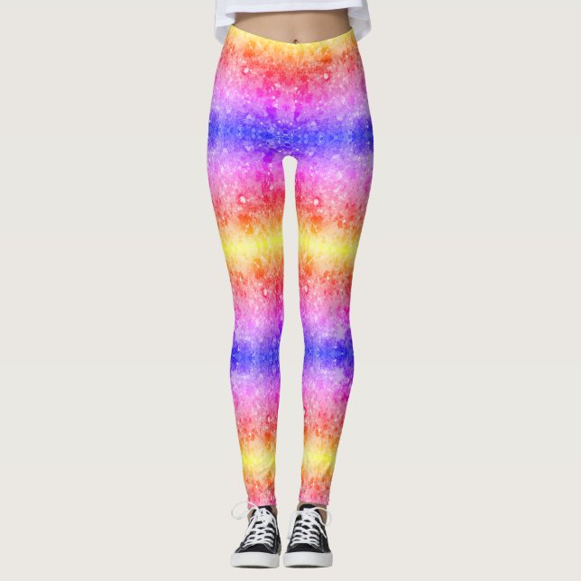 Legging Rosa Vermelho Azul + Amarelo Cores em Moderno Pers (Frente)