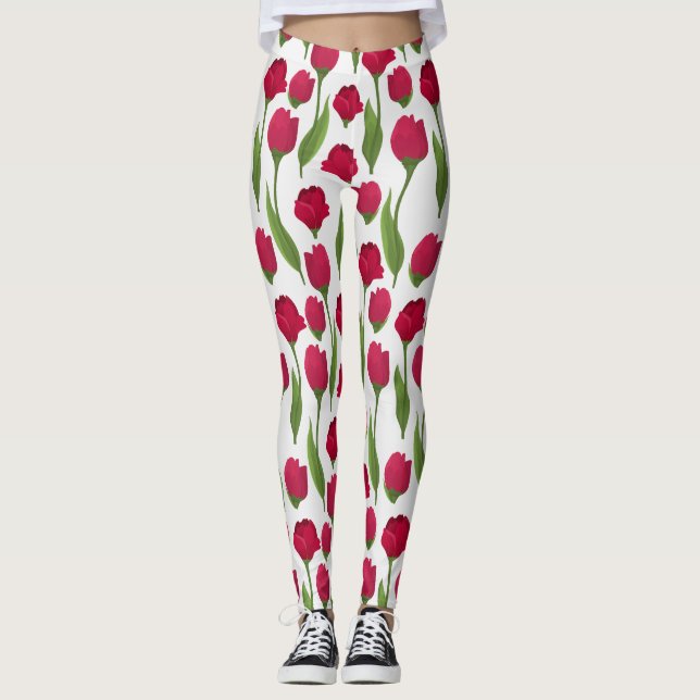 Legging Rosas Botânicos bonito, Rosa-Rosa (Frente)