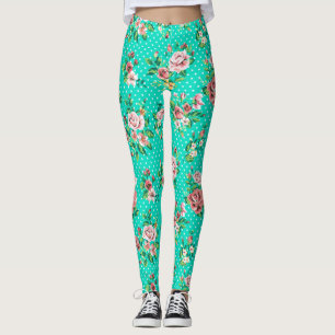 Legging Rosas brancas Bolinhas coloridas